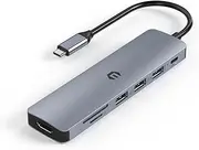 TOTU USB C Hub, 7 in 1 USB C Adapter, Multiport Adapter USB C Dock with 4K HDMI, 100W PD, USB A 3.0, 2 USB A 2.0, SD/TF Card Slot for MacBook Pro/Air and Type C Laptops