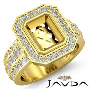 Diamond Anniversary Ring 14k Yellow Gold Emerald Shape Semi Mount Pave 1.62Ct