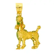 14K Gold 32MM Poodle Pendant