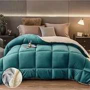 700GSM Reversible Teddy Bear Fleece Quilt | Super Warm Winter Sherpa Doona - All Size (Teal/White, King Single)