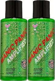 MANIC PANIC Electric Lizard Hair Color - Amplified - (2PK) Semi Permanent Hair Dye - Bright Neon Green Hair Color - Glows In Blacklight - Vegan, PPD & Ammonia-free For Coloring Hair for Men & Women
