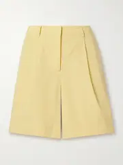 [TWP] TWP - Cisco Pleated Cotton-poplin Shorts - Yellow - US10 US 10 Yellow