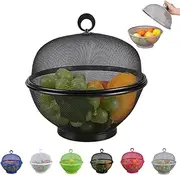 Fruit Fly Proof Fruit Bowl,Stackable Fruit Basket,Fruit Fly Proof Fruit Bowl Cover,Fruit Fly Proof Fruit Bowl with Mesh,Fruit Fly Proof Fruit Bowl with Lid (Black)