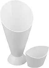 French Fry Holder with Sauce Cup Holder, 2 in 1 French Fries Holder, Portable Tableware Bowls Divided Dipping Cups Hot French Fries Container for Family Cafeterias