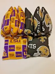 8 Cornhole Bag Set Corn Hole New Orlean Saints LSU Louisiana Tigers #1