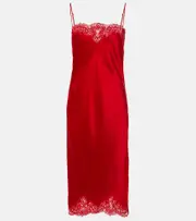 [Stella McCartney] Stella McCartney Lace-trimmed satin slip dress AU 6 red