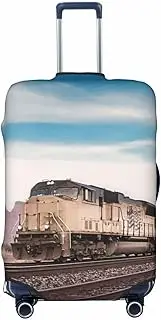 [OUSIKA] Train Running In Desert Luggage Cover Dust-Proof Travel Suitcase Protector Suitcase Cover For Travel Luggage(18-32 In), Black, M