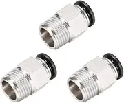 uxcell Straight Pneumatic Push to Quick Connect Fittings 1/2NPT Male x 12mm Tube OD Silver Tone 3pcs