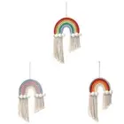Handwoven Rainbow Wall Hanging Boho Tassel Macrame Tapestry Hair Bow
