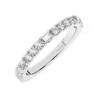 18K White Gold,2.5 MM, 100% Natural Round & Baguette Diamond Half Eternity Ring