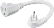 [1 Pack] Flat Wall Plug Short Power Extension Cord - 6inch Mini White Low