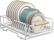 Dish Drying Rack, Pull Out Dish Racks with Handle, Slide Out Drawer Storage Shelves, Heavy Duty Slide Out Pantry Drawers for Kitchen Cabinets, Pull Out Cabinet Organizer Fixed with Adhesive Film