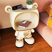 End Side Table,Bedroom Nightstand,Children's Nightstand,Bedside Table for Small Spaces,Large Capacity, Beautiful, Shape/Beige FANDIAO
