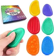 Sensory Fidget Toys Stone for Kids, 6 PCS Textured Soft Worry Stone for Autism Kids Calming Down, Fidget Stress Toys for Student Anxiety Relief,Small Prize