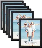 Icona Bay A4 Document Frames (Black, 6 Pack) Sturdy Wood Composite Certificate Frames, Sleek Diploma Frames Bulk, Table Top or Wall Mount, Exclusives Collection