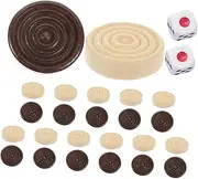 HONMEET 26pcs Wooden Chess Pieces Set Round Checkers for Travel Educational Game Accessories for Classroom Home