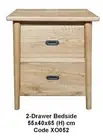 FITAN SOLID OAK BEDSIDE TABLE 2 DRAWERS 55 X 40 X 65(h) CMS.