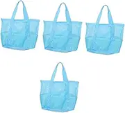 [SAFIGLE] 4pcs Mesh Beach Bag Tote Bags Tote Bag Large Zip Tote Bag Large Tote Purse Handbags Beach Tote Large Tote Bag Beach Bag for Outdoor Tote Bag Beach Mesh Storage Bag Polyester