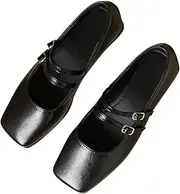 TN TANGNEST Women's Mary Jane Flats Fashion Square Toe Slip On Flats Soft Comfortable Casual Flats
