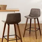 Bar Stools Kitchen Counter Barstools Leather Wooden Chairs x2