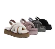 AUSTRALIAN SHEPHERD® UGG Women Crossover Platform Fluffy Slides Aditi - Dawn Pink / AU Ladies 8 / AU Men 6 / EU 39