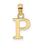 14K Yellow Gold Polished Block Letter P Initial Pendant