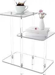 Small Acrylic Table - Multipurpose Laptop End Table | 3 Layers Clear Nightstand for Lobby Living Room Hall Apartment Book Home Bedroom Patio Phone