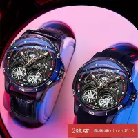在飛比找Yahoo!奇摩拍賣優惠-2號店機械錶 男款機械錶雙陀飛輪手錶男士機械夜光錶全自動鏤空