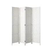 Oikiture 4 Panel Room Divider Screen Privacy Timber White