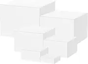 FwQoFvk 6 Pcs Acrylic Display Boxes Risers, 6 Different Sizes Stackable Buffet Stands, Food Display Risers for Party Buffet Table 3 inch + 4 inch + 5 inch + 6 inch + 7 inch + 8 inch (White)