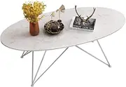 Oval Marble Coffee Table End Table - Living Room Wrought Iron Simple White Metal Base Side Table - Modernniture Feito na China Comfortable Anniversary