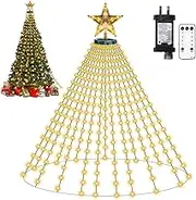 HELESIN 410 LED Christmas Tree Lights, 2M x 16 Lines 8 Modes with Remote for Christmas Decorations
