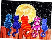 DIY 5D Diamond Painting Colorful Cat, Moon,Art Paintings Full Drill Diamond