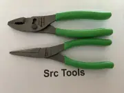 Snap-On Tools USA NEW 2pc GREEN Soft Grip Needle Nose & Slip Joint Plier Lot Set