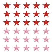Small 5Star Iron Patches Embroidered Sew Garment Patches Red+Pink