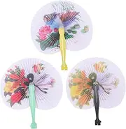 iplusmile 3Pcs Folding Hand Fans Vintage Design Lightweight Handheld Fans for Summer Weddings Dance Performances Festivals Portable Retro Props Unique Chinese Style Decoration