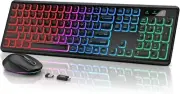 Wireless Keyboard and Mouse Backlit, Quiet Light Up Keys, Tilt Legs, Sleep Mode