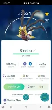 Pokemon Level 40 Origin Giratina With 2nd Move VERY RARE/POWERFUL GO