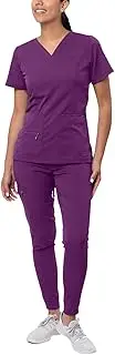 [Adar Uniforms] Adar Pro Flawless Plus Scrub Set for Women - Elevated V-Neck Top & Jogger Scrub Pants - P9600 - Eggplant - L