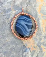 Tensor Ring 1/16 Empowerment Cubit Pendant Black Agate Stone Bead Chakra Gemston