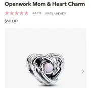 Authentic Pandora #793233C01 Openwork Mom & Heart Charm