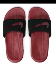 Nike Kawa Slides Kids FJ2250-001 Black Red Size GS- 6Y New Summer Sandals
