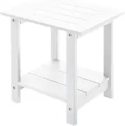 Meluvici Double Adirondack Side Table Weather Resistant, Outdoor Rectangular End Table for Adirondack Chair, White