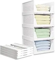 ELIT Large Wardrobe Organizers, 4 Pack Stackable Drawers Plastic Wardrope Storage, Closet Storage Boxes, Neutral Style, Wardrobe Organizer, 4L