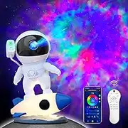 Astronaut Galaxy Projector, Star Projector with 9 Color Night Light Rocket, Bluetooth Speaker&15 White Noise&Timer Starry Nebula Light Projector for Bedroom, Kids Gift, Room Decor