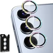 Avocase for Samsung Galaxy S25 Plus Camera Lens Protector, Individual Metal Ring Tempered Glass Lens Cover, [Strong Adsorption] Scratch Resistant Ultra-Thin HD Clear Lens Cover, 1 Set-Colorful Sparkly