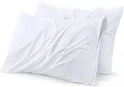 Waterproof Zippered Pillow Encasement Bed Bug Proof Pillow Cover Protects Against Dust Mite Bacteria Allergens - Polyester Jersey Fabric Pillow Protector by Utopia Bedding (White Queen)