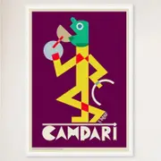 Galrie Campari Viola Vintage Advertising Poster by Fortunato Depero (1928) Classic Art, White Frame, A3 30 x 42cm (12 x 16inch)