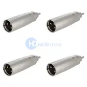 4x 3-Pin XLR Male Plug to RCA Male Plug Audio Cable Microphone Mic DJ Adapter