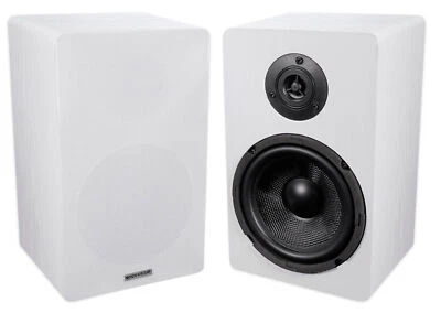 2) Rockville RockShelf 68W 400w White 6.5" Home Theater Bookshelf Speakers/8 Ohm